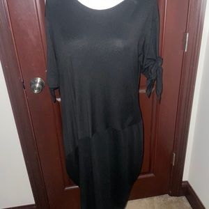 Black Cotton Cold Shoulder Dress. Sz. Large